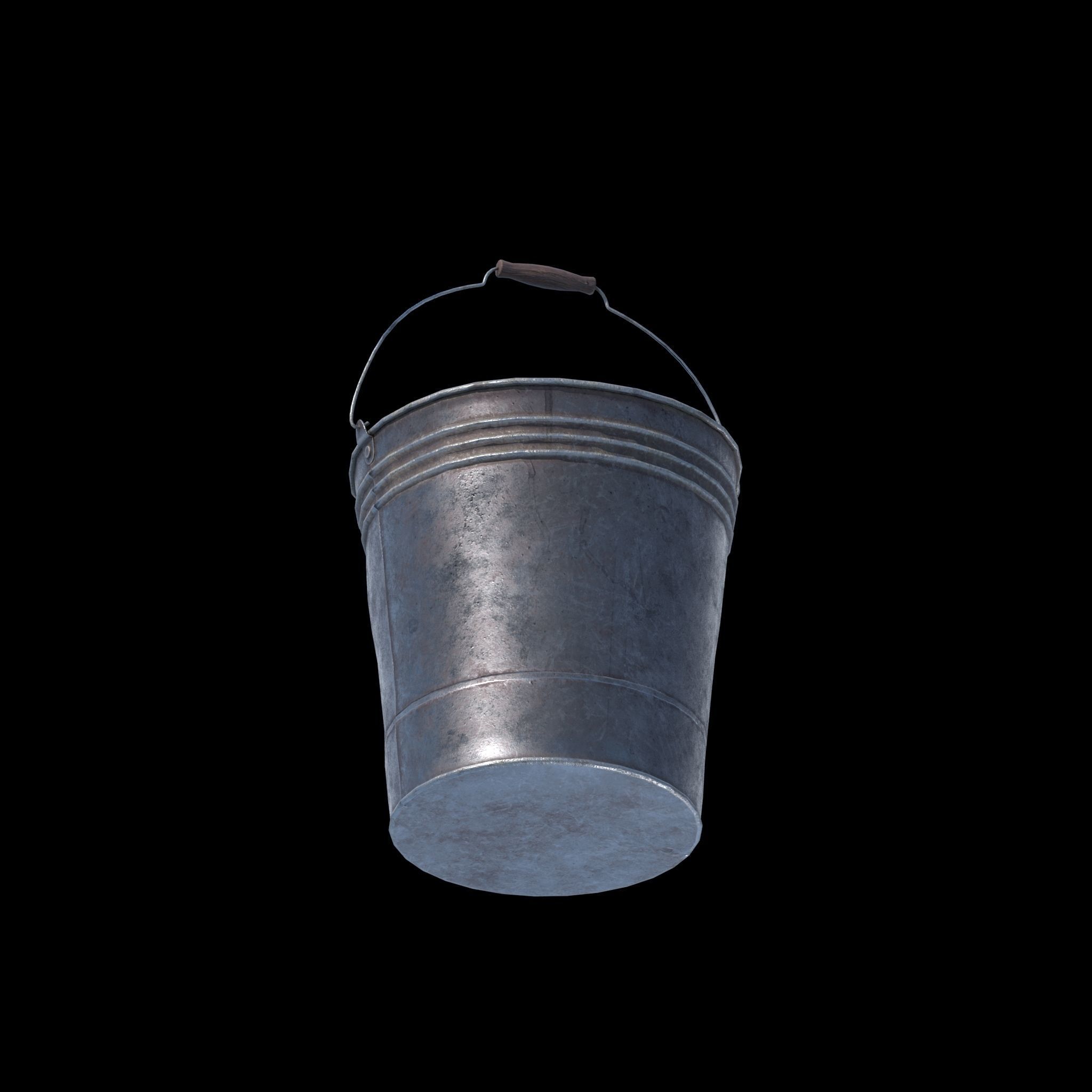 Low-poly metal bucket Low-poly 3D model_3