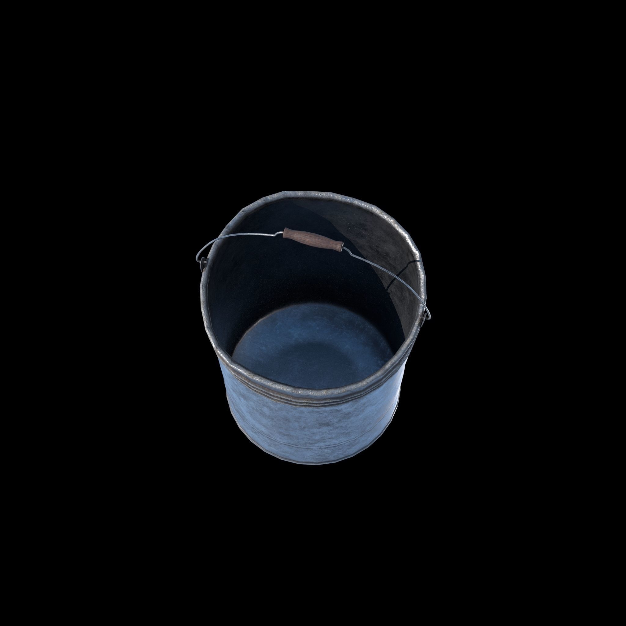 Low-poly metal bucket Low-poly 3D model_4