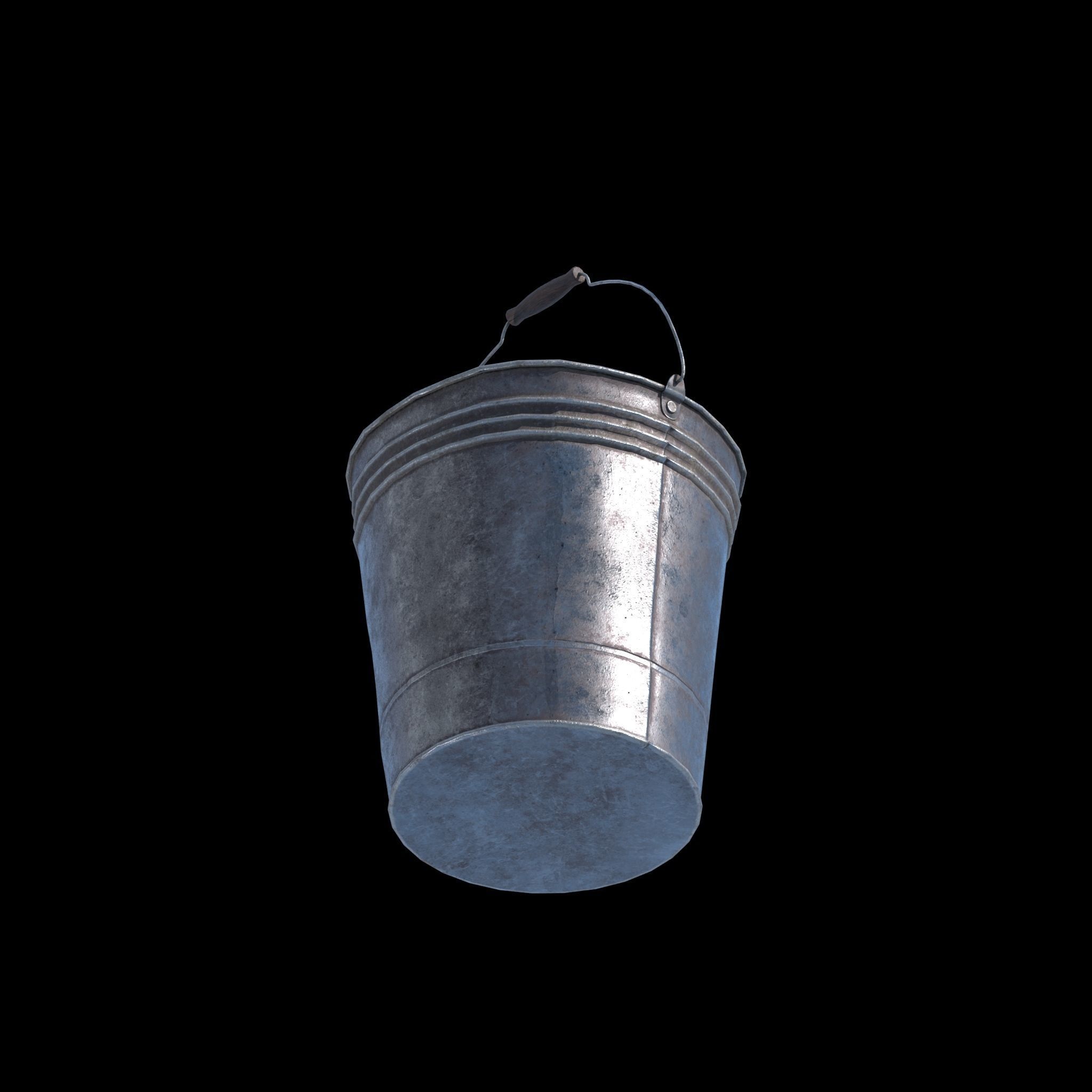 Low-poly metal bucket Low-poly 3D model_2