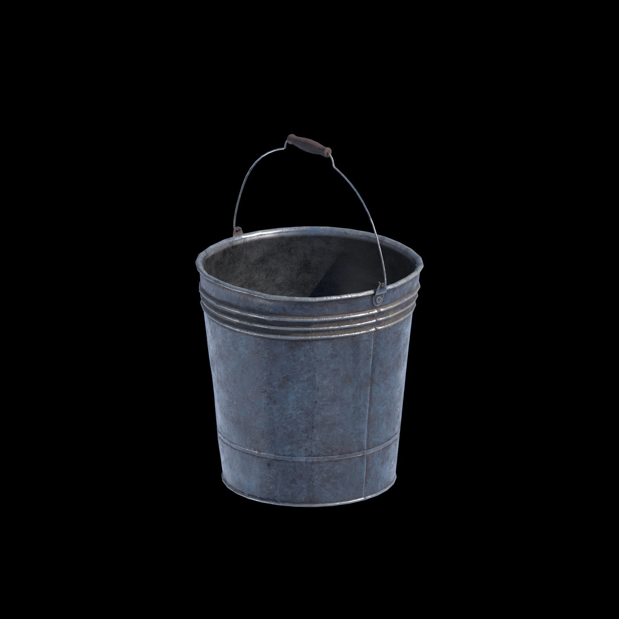Low-poly metal bucket Low-poly 3D model_1