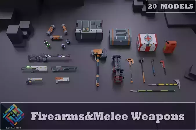 Firearms-Guns-Melee Weapons  low poly