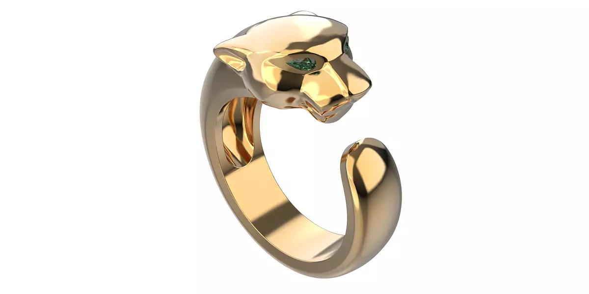 Panther gemstone ring R22 all sizes 3D print model