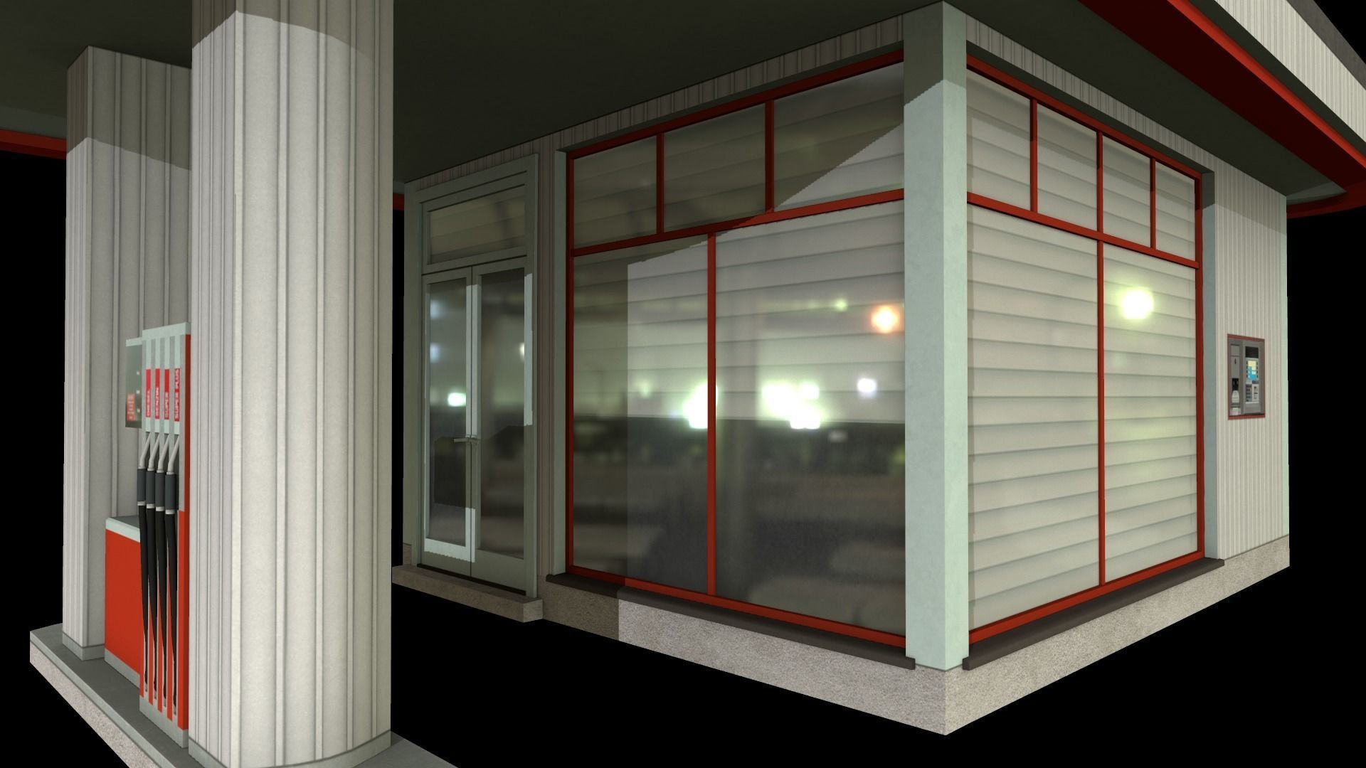 petrol station Low-poly 3D model_7