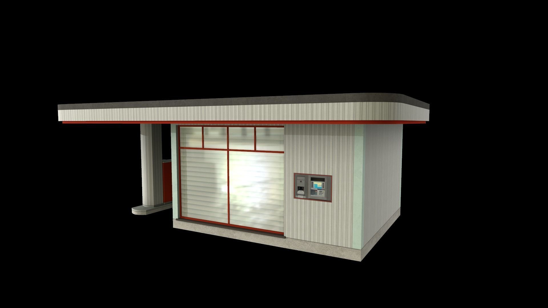 petrol station Low-poly 3D model_2