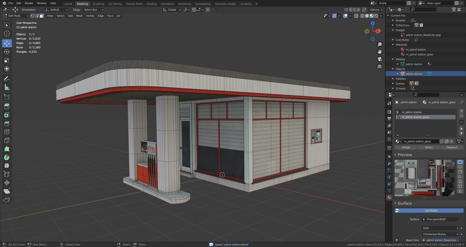 petrol station Low-poly 3D model_11