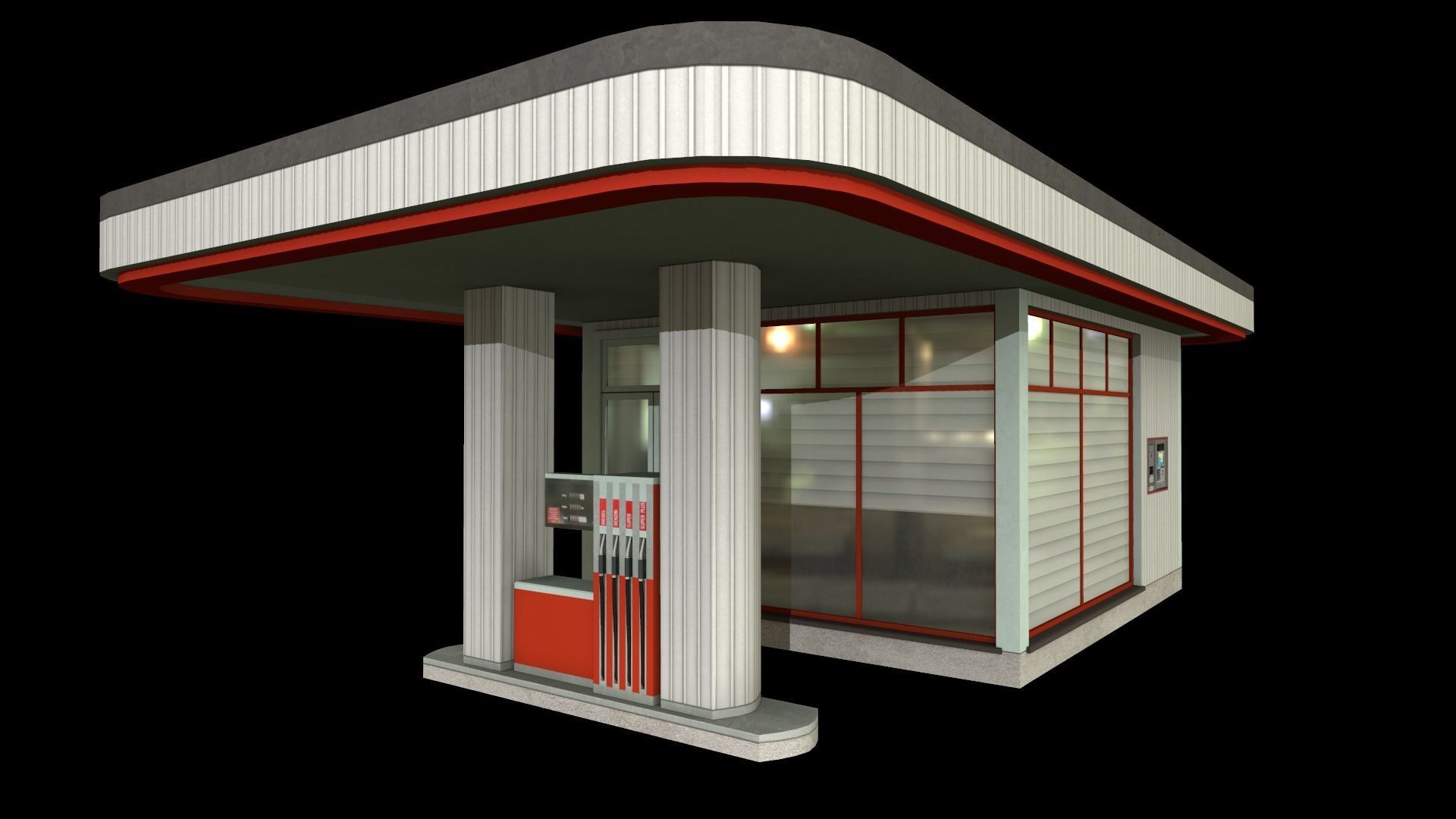 petrol station Low-poly 3D model_9