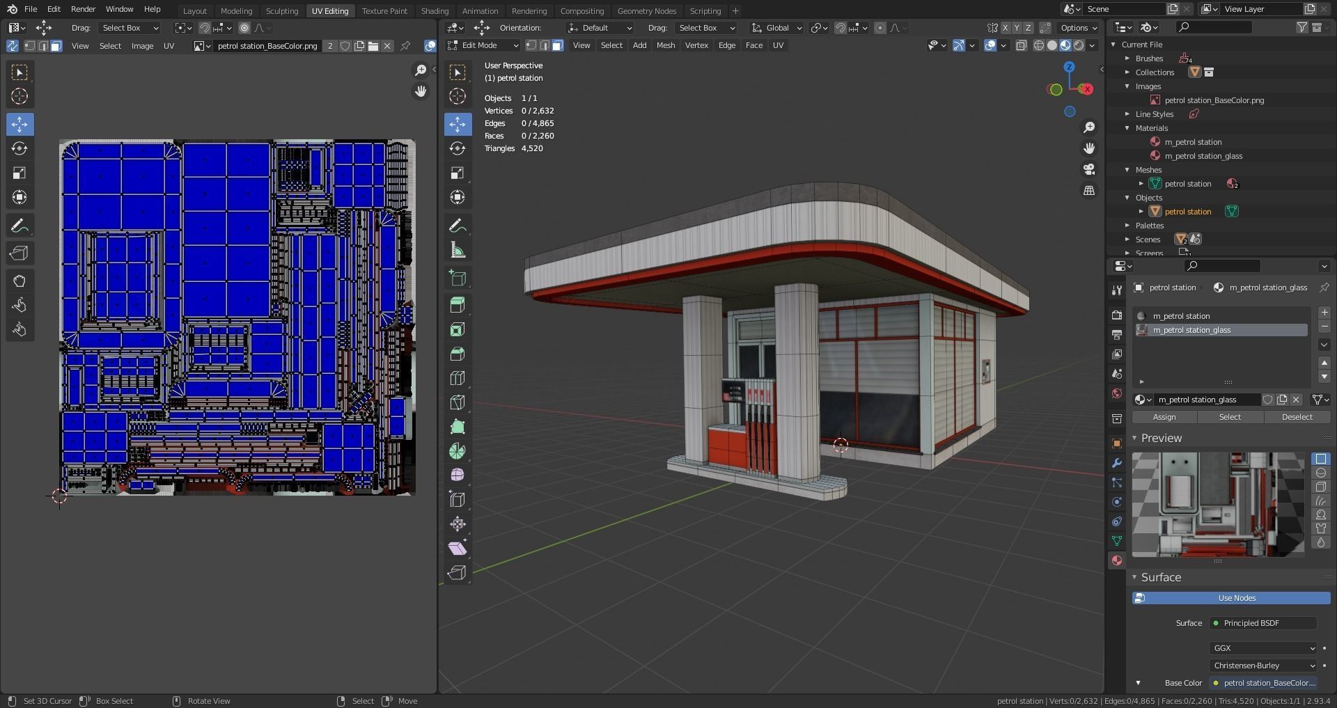 petrol station Low-poly 3D model_12