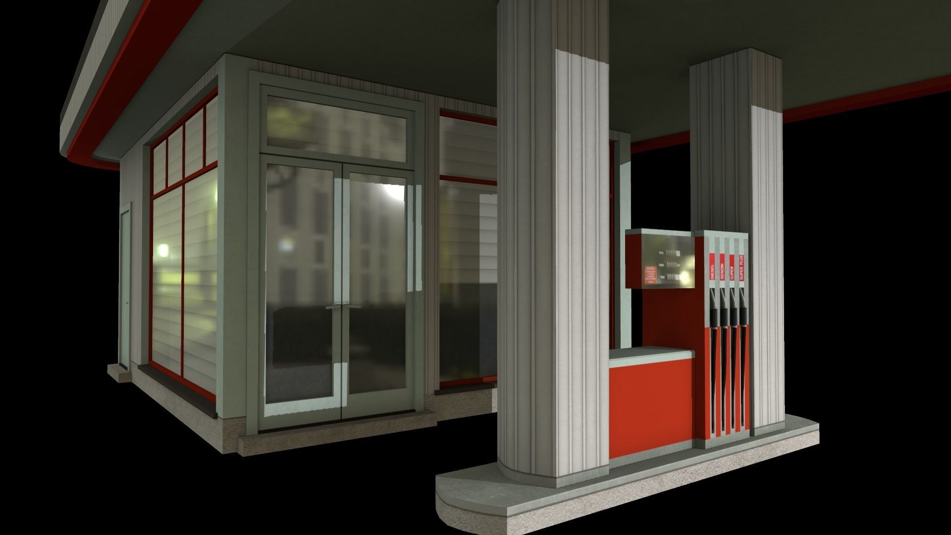 petrol station Low-poly 3D model_8