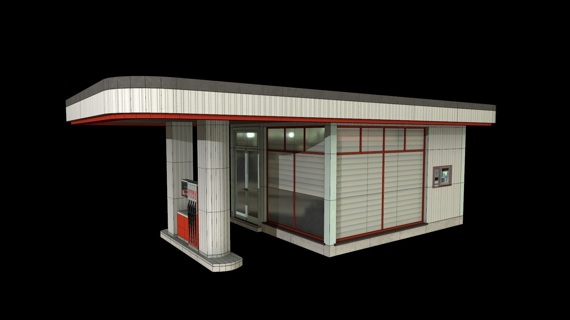 petrol station Low-poly 3D model_5