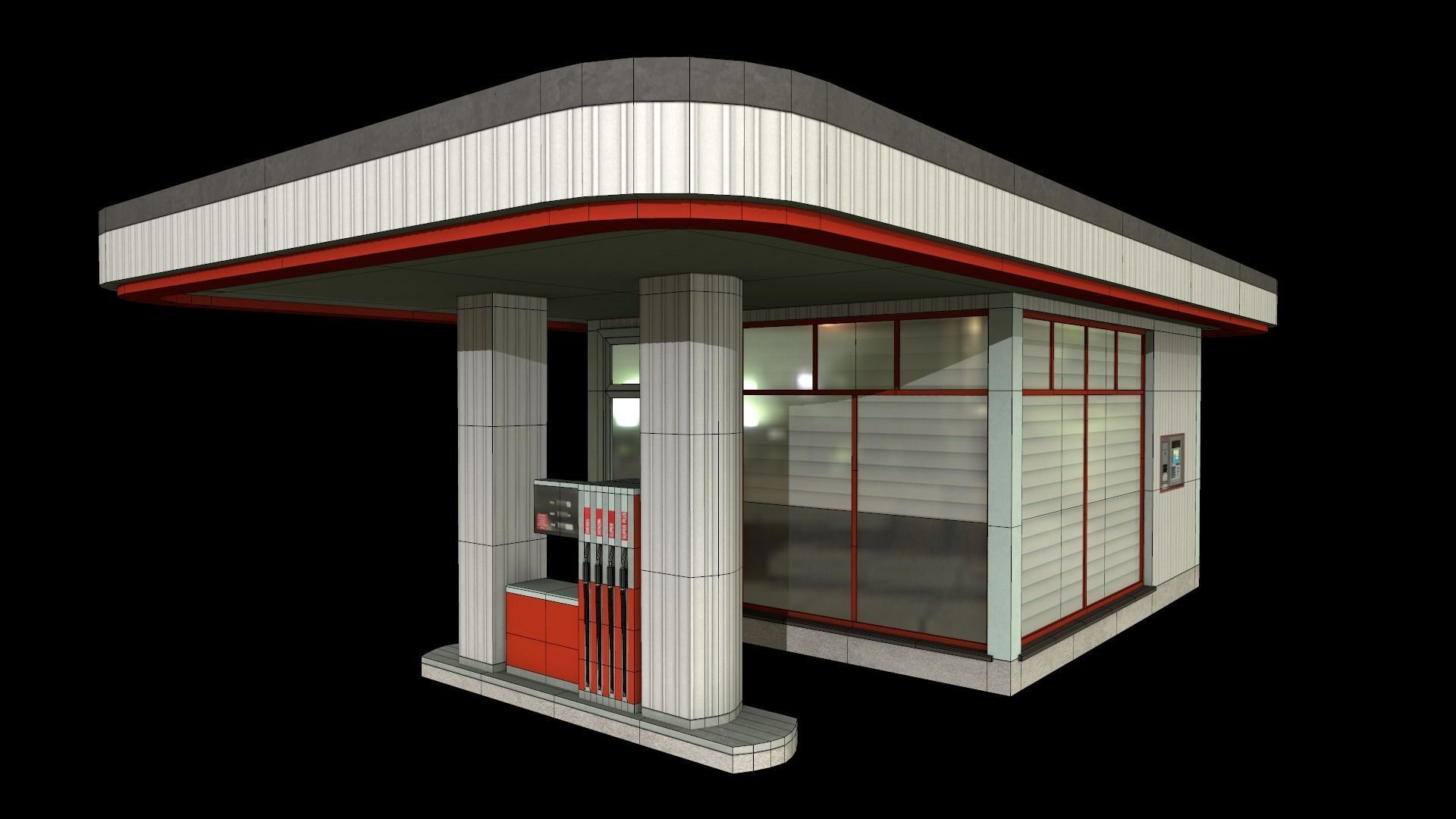 petrol station Low-poly 3D model_10