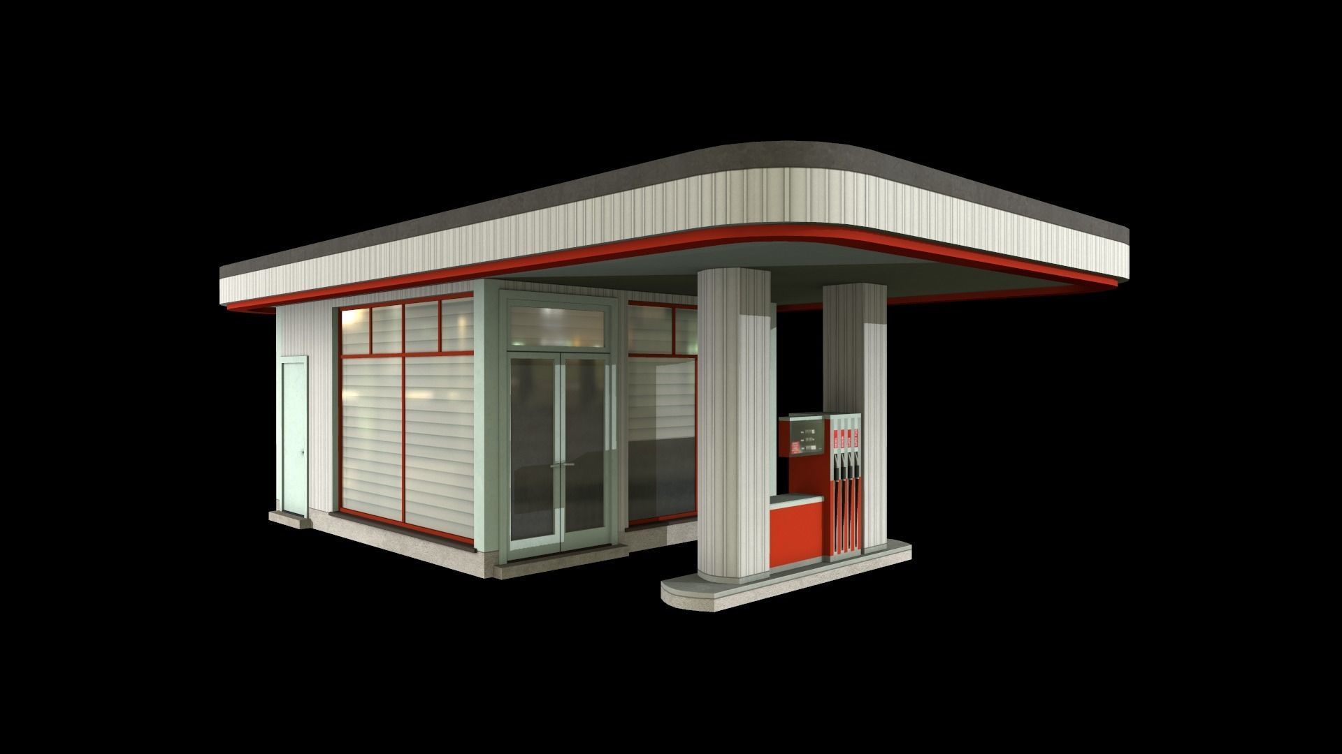 petrol station Low-poly 3D model_3