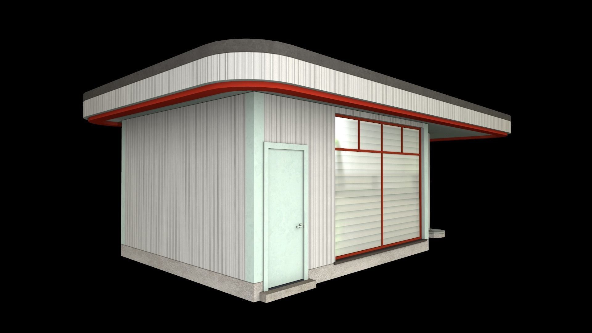 petrol station Low-poly 3D model_4