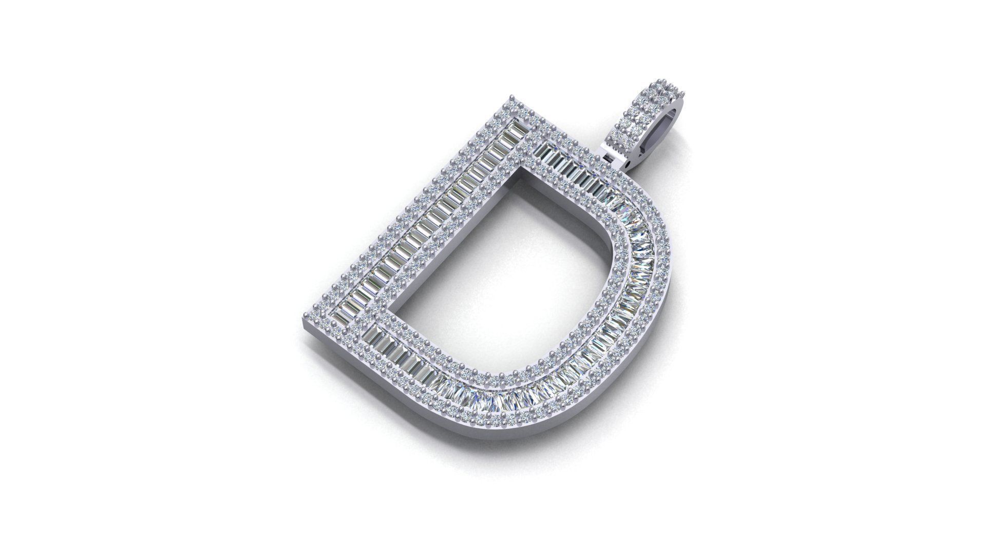 alphabets pendent initial pendent 3D print model_1