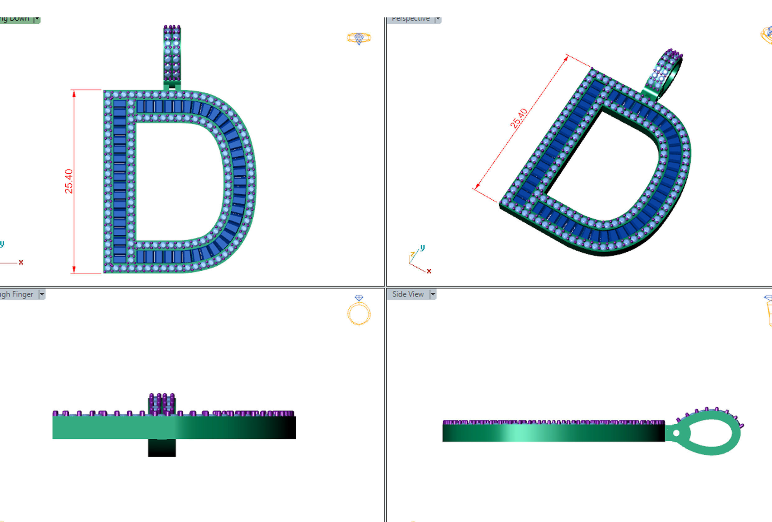 alphabets pendent initial pendent 3D print model_5