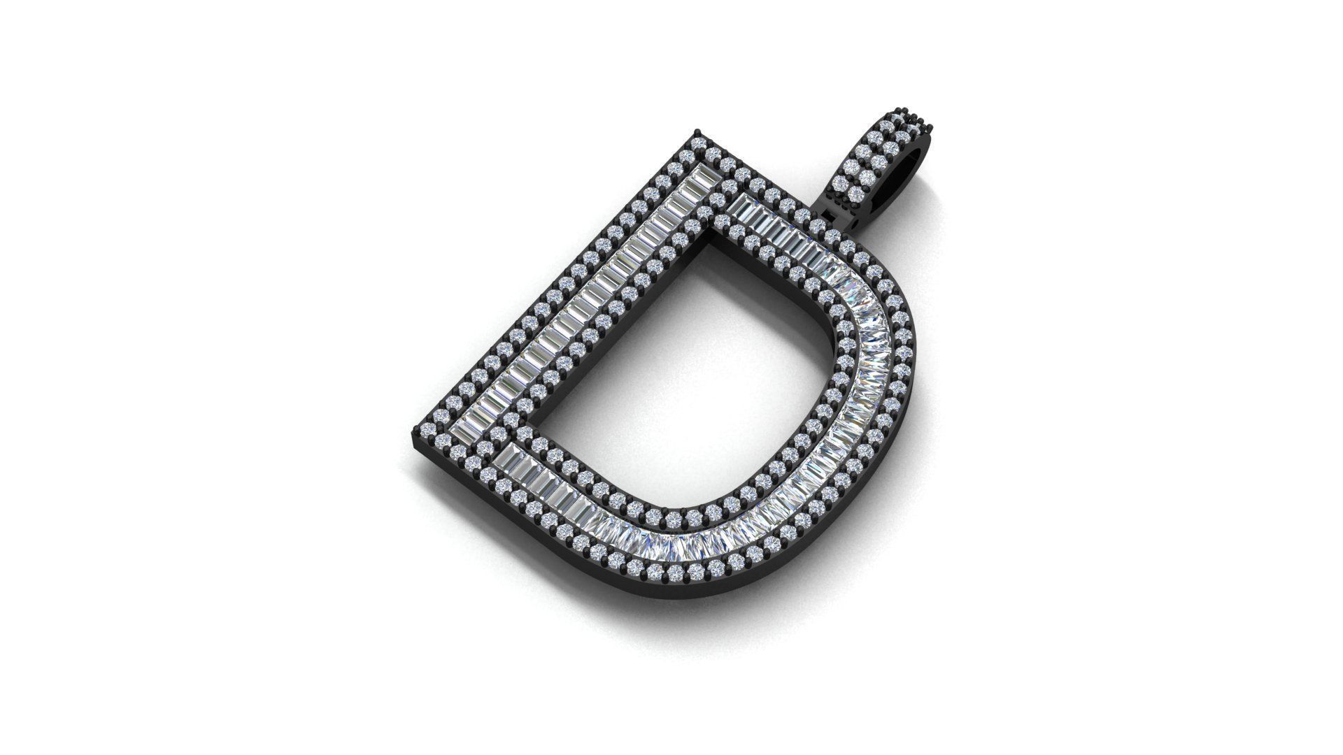 alphabets pendent initial pendent 3D print model_3