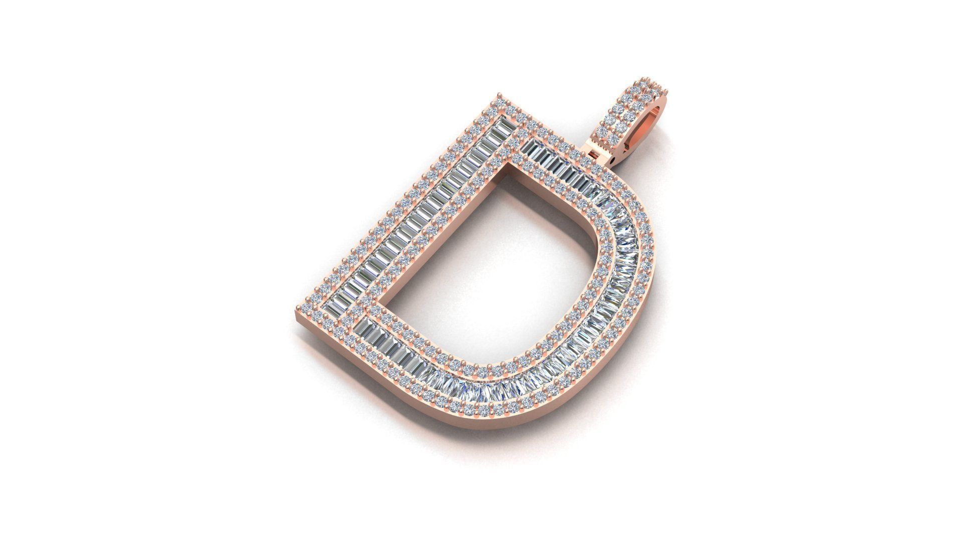 alphabets pendent initial pendent 3D print model_2