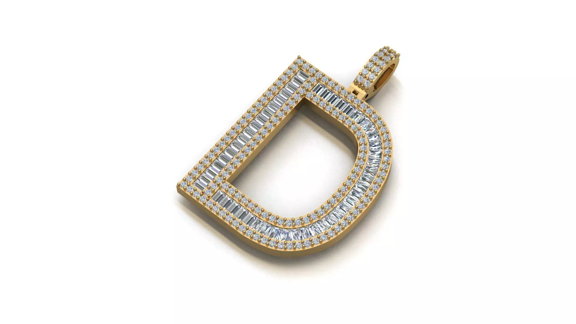 alphabets pendent initial pendent 3D print model_0