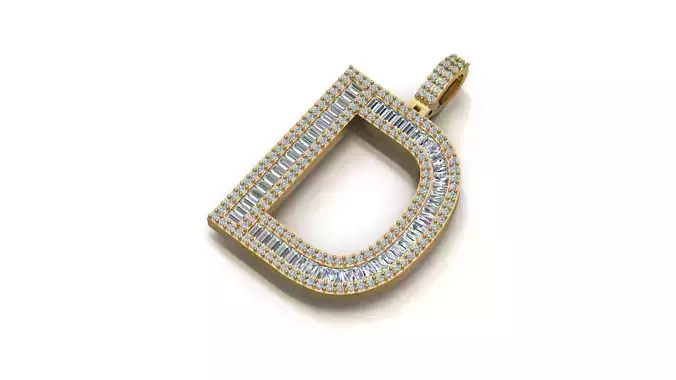 alphabets pendent initial pendent 3D print model