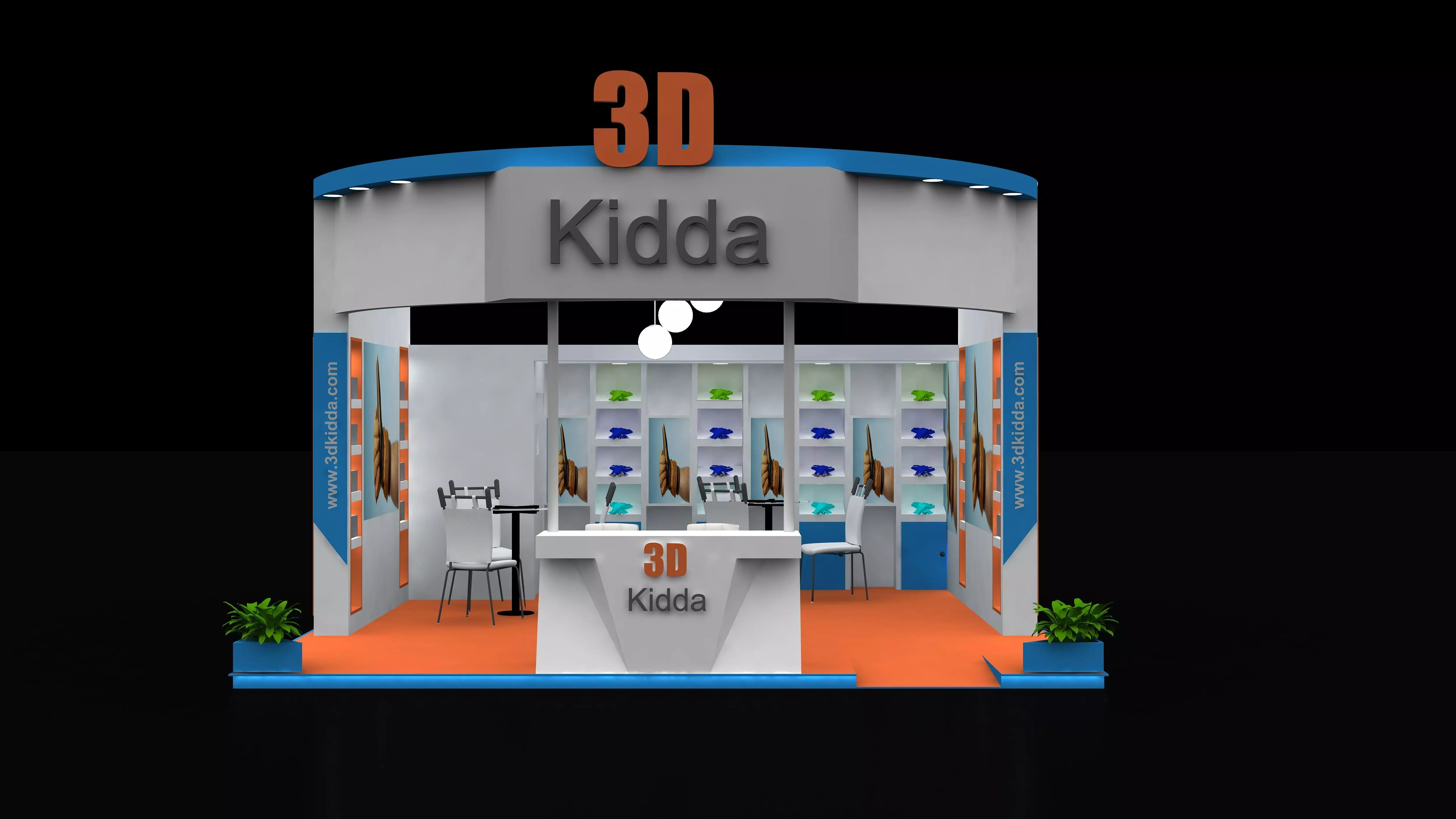 6x6 Exhibition Stand  3 Side Open 3D model_0