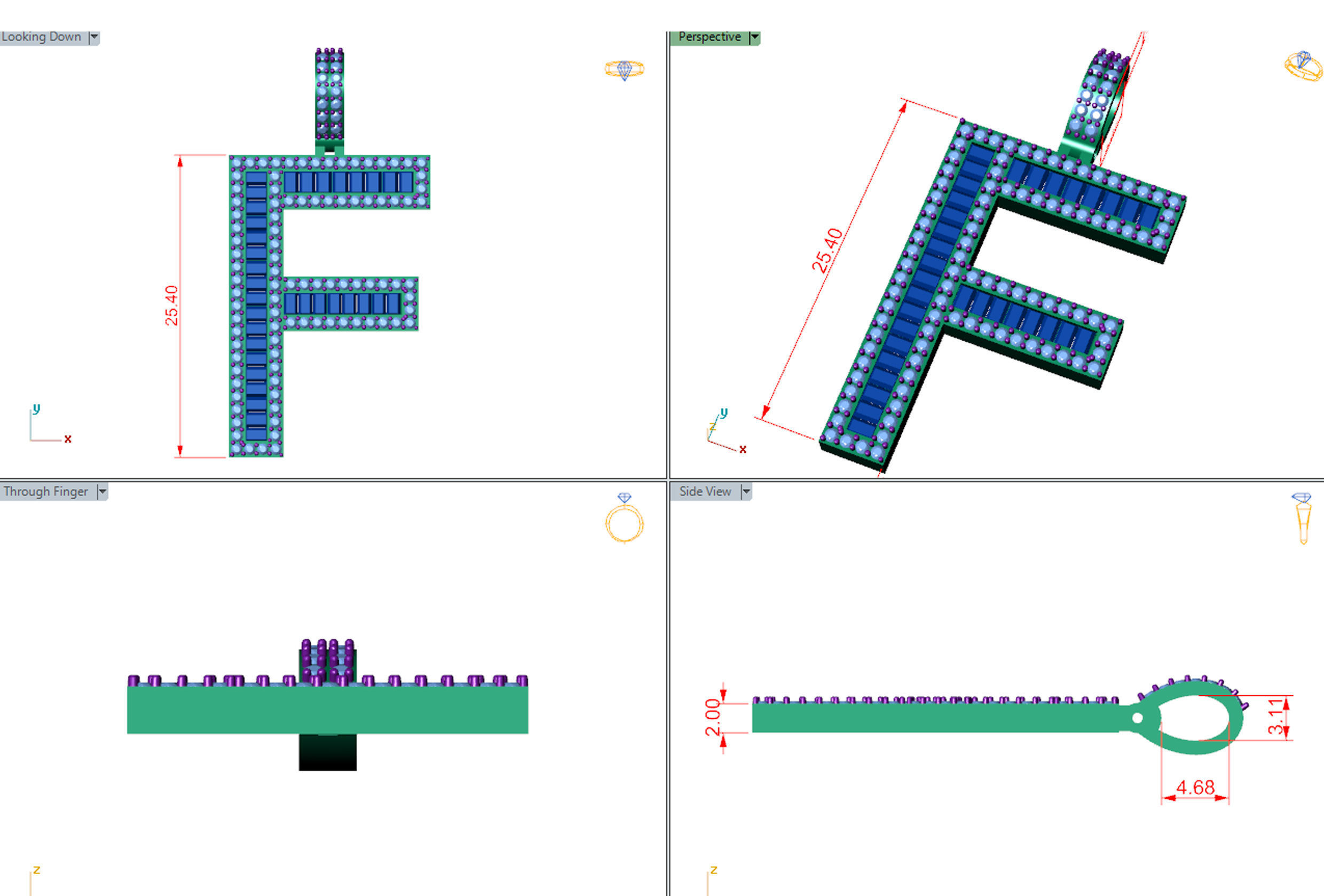 alphabets pendent initial pendent 3D print model_5