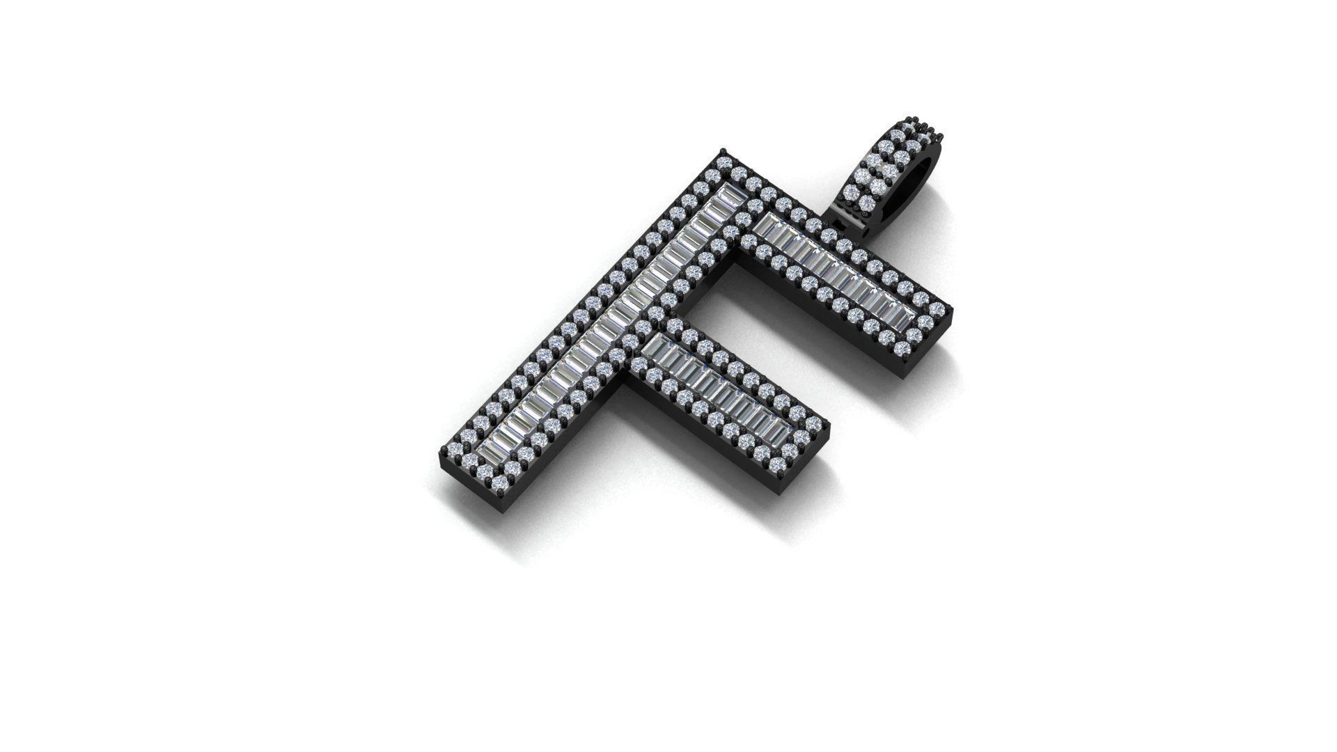 alphabets pendent initial pendent 3D print model_3