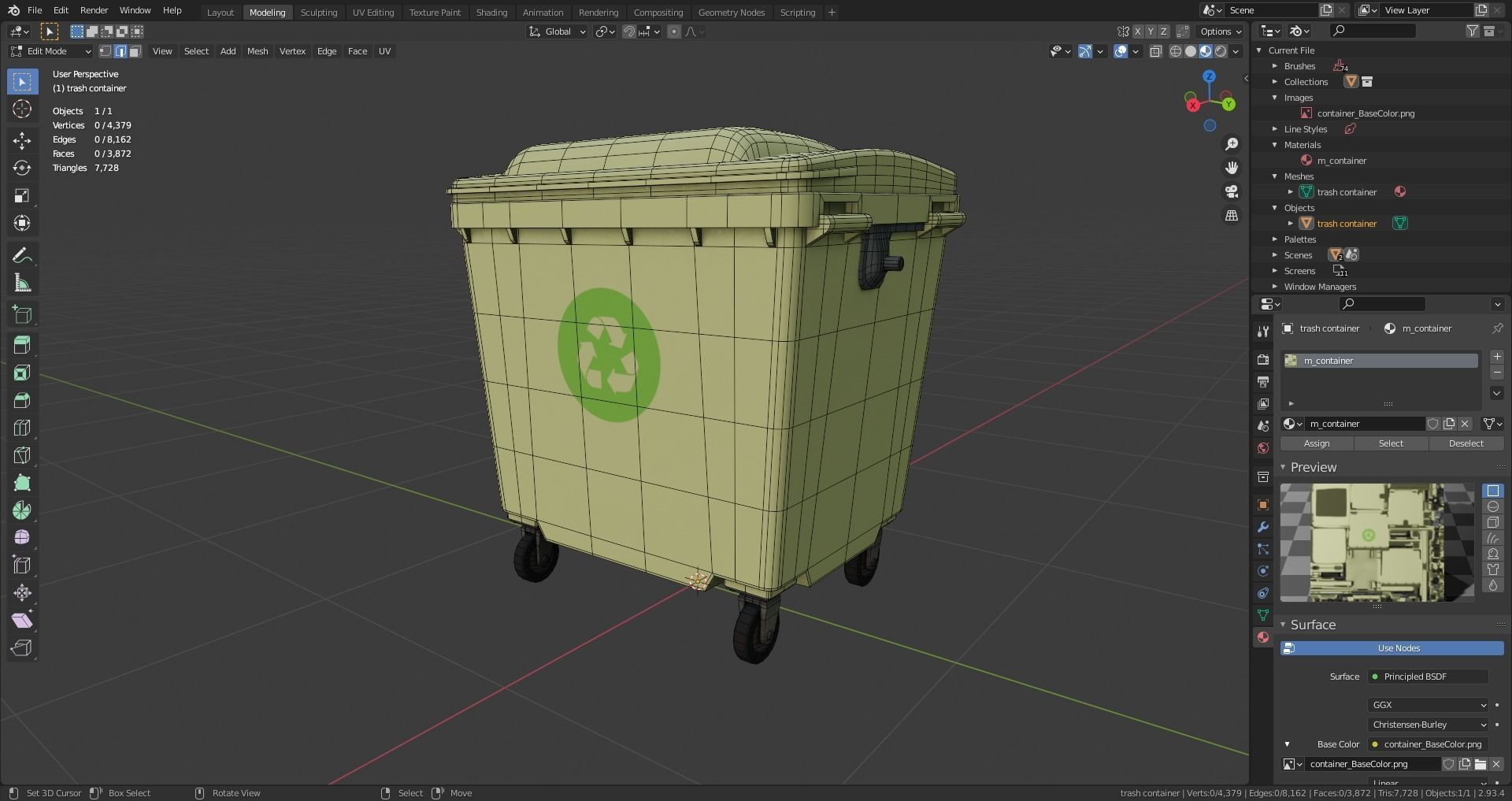 trash container Low-poly 3D model_12