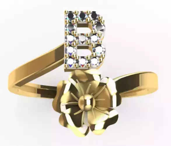 RING LETTER B FLOWER