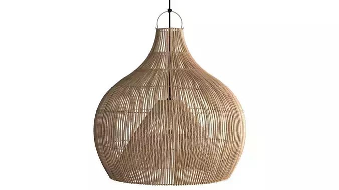 Fishtrap dome bamboo wicker natural lamp