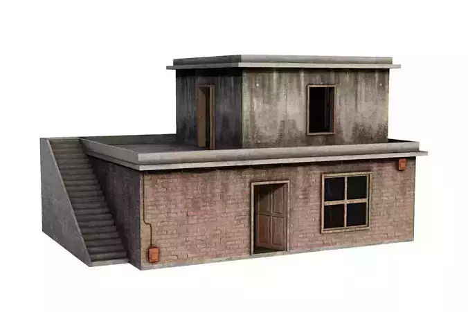 Old Building House for Game  Low-poly 3D model
