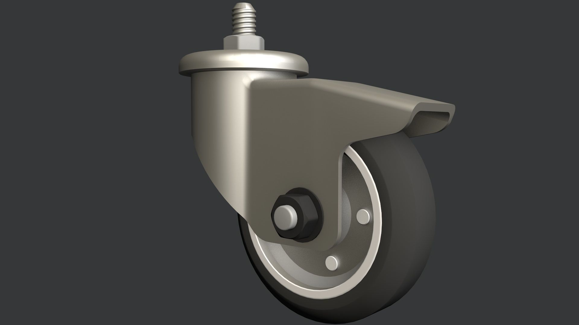 Swivel caster wheel 3D model_1