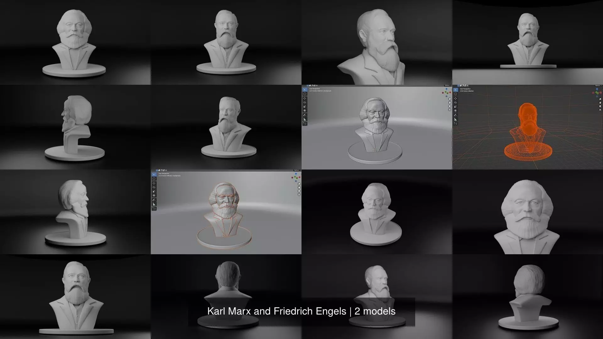 Karl Marx and Friedrich Engels 3D Model Collection_0