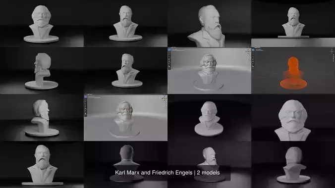 Karl Marx and Friedrich Engels 3D Model Collection