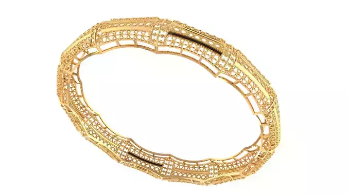 80 Double-Row Floral Filigree Bangle 13gm