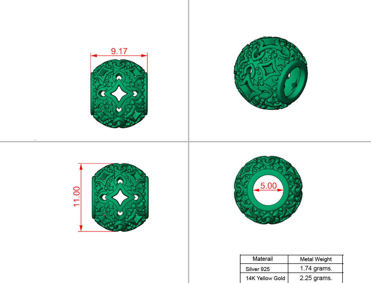 Bead charm for 3D printing 3D print model_1