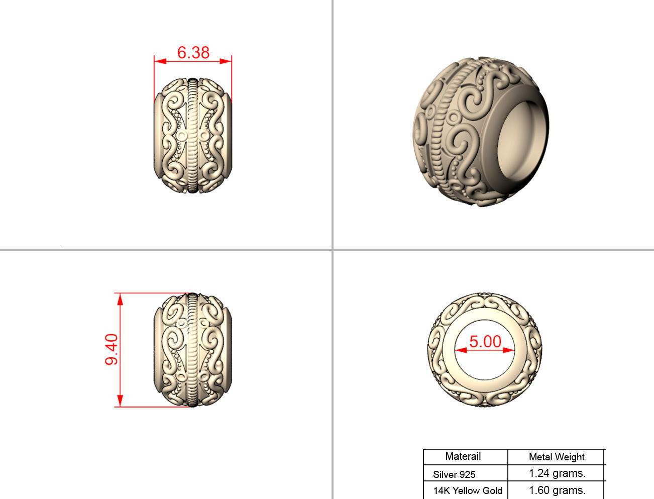 Bead charm 3D printing 3D print model_1