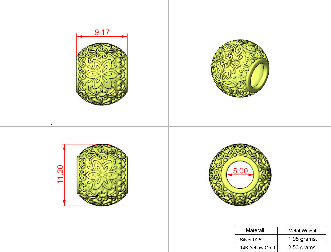 Flower ball charm 3D print model_1