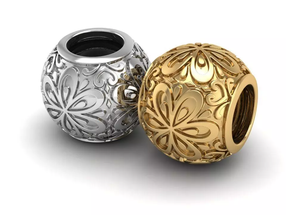 Flower bead charm 3D print model_0