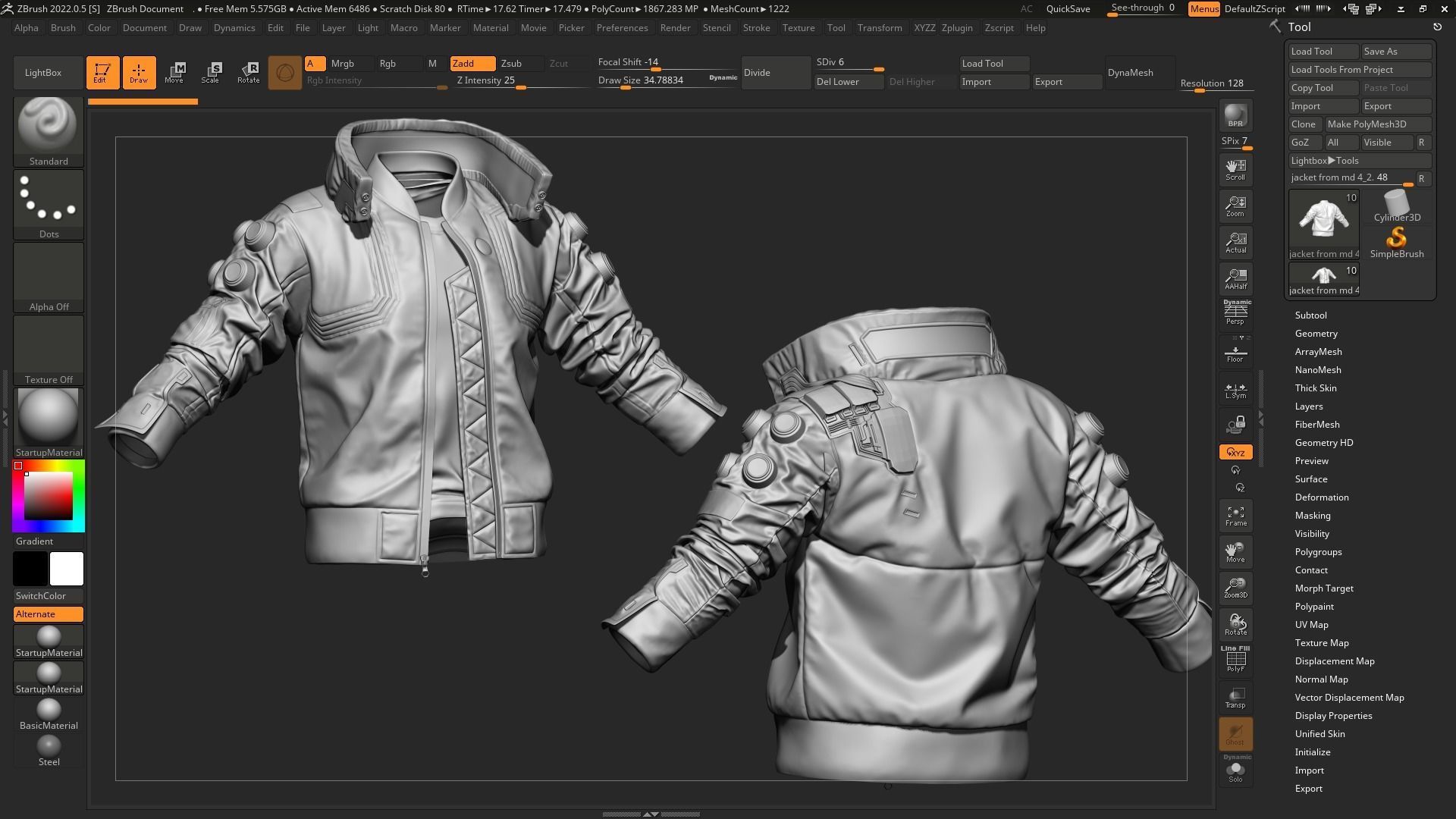 Tutorial - Cyberpunk Jacket Samurai Low-poly 3D model_7
