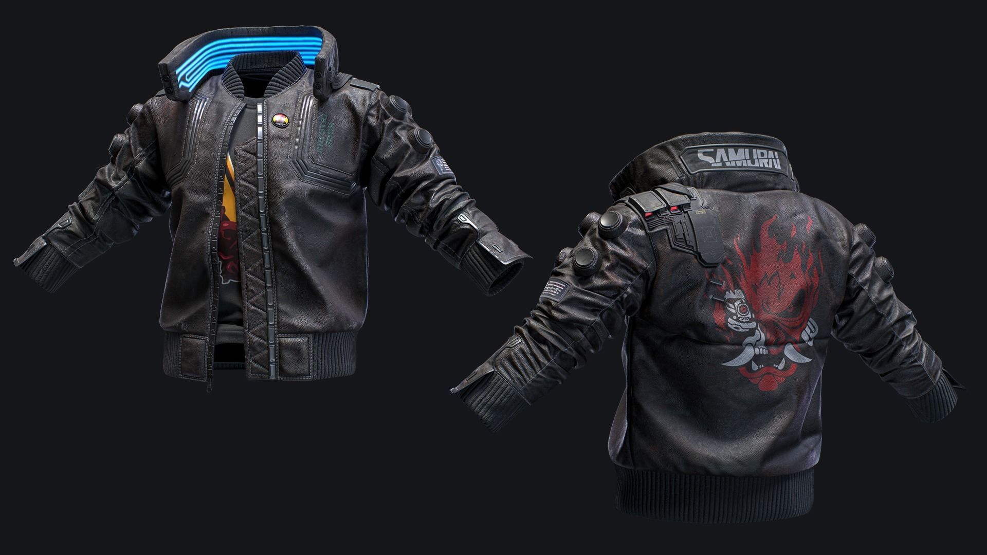Tutorial - Cyberpunk Jacket Samurai Low-poly 3D model_3