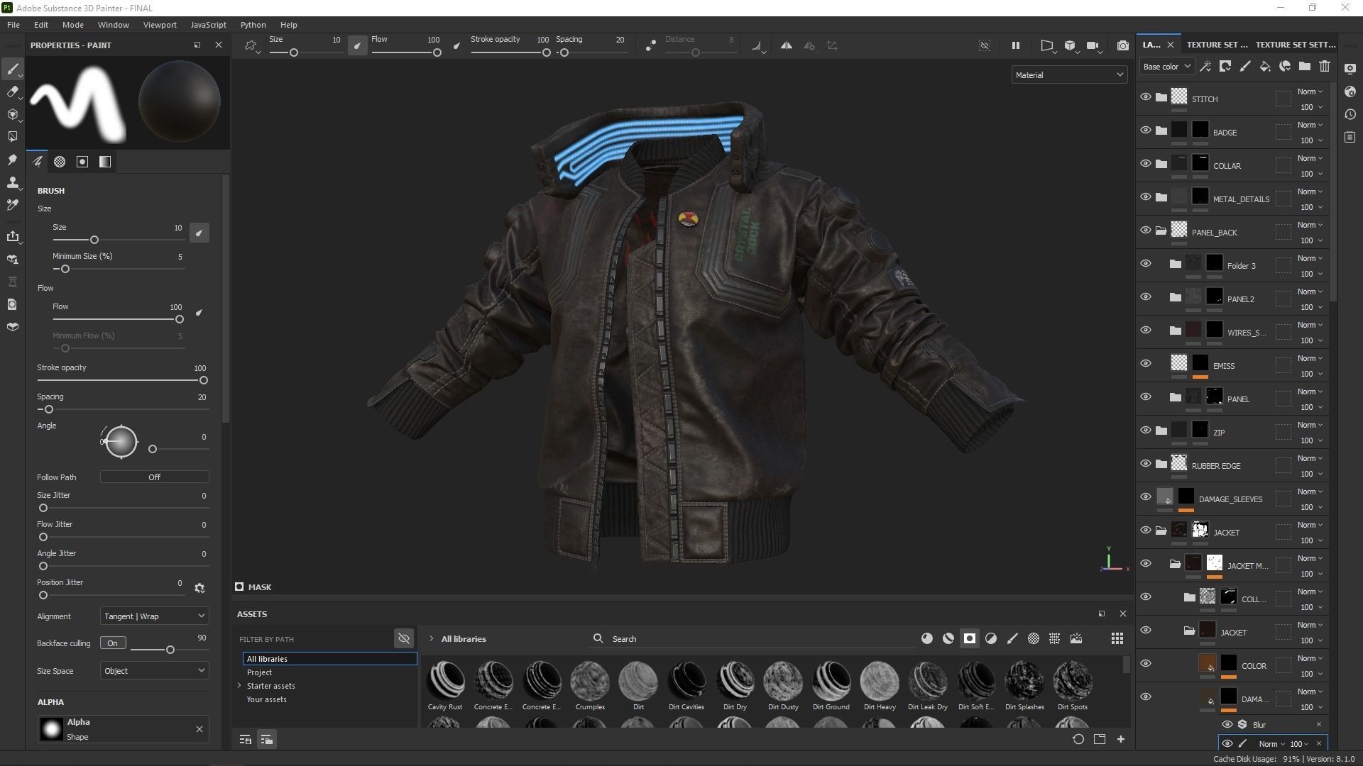 Tutorial - Cyberpunk Jacket Samurai Low-poly 3D model_8