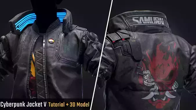 Tutorial - Cyberpunk Jacket Samurai Low-poly 3D model