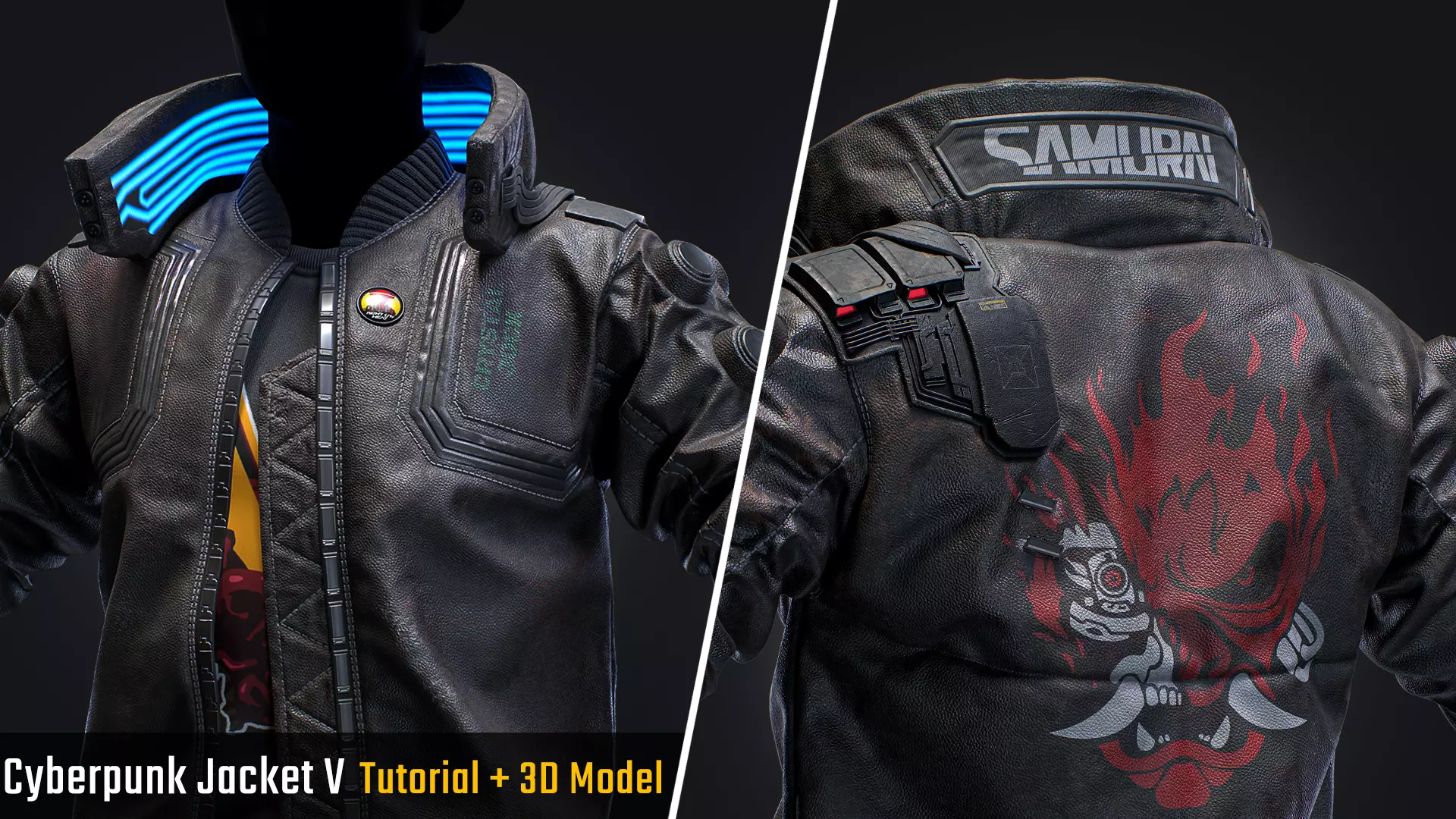Tutorial - Cyberpunk Jacket Samurai Low-poly 3D model_0