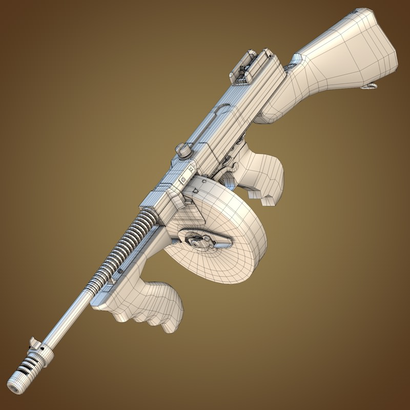 Thompson submachine gun 3D model_9