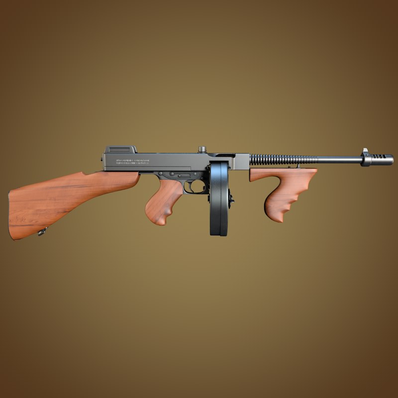 Thompson submachine gun 3D model_3