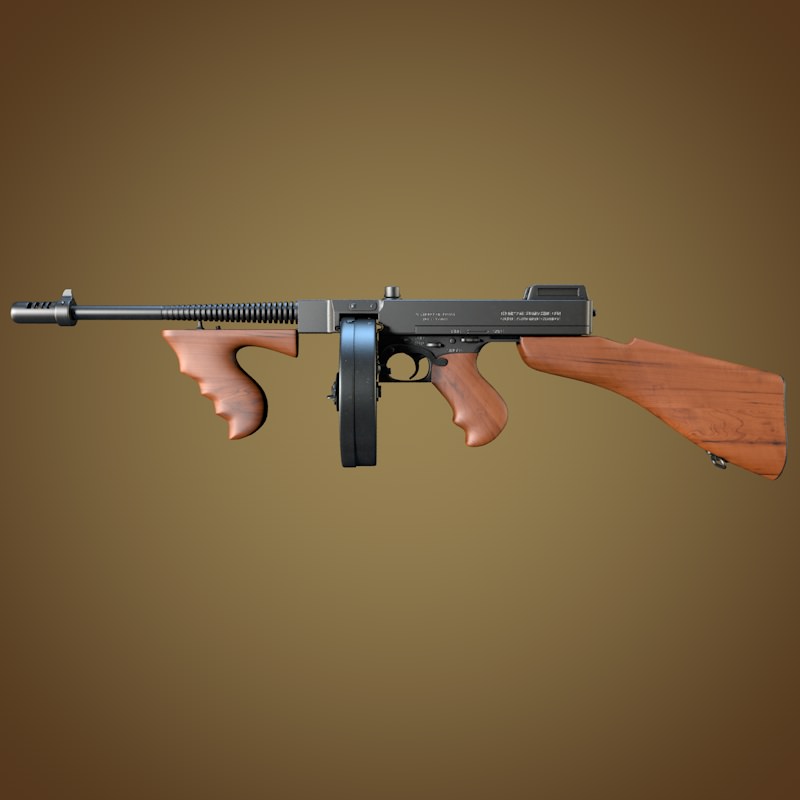 Thompson submachine gun 3D model_4