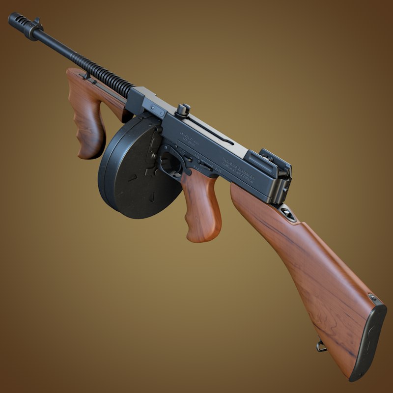 Thompson submachine gun 3D model_1