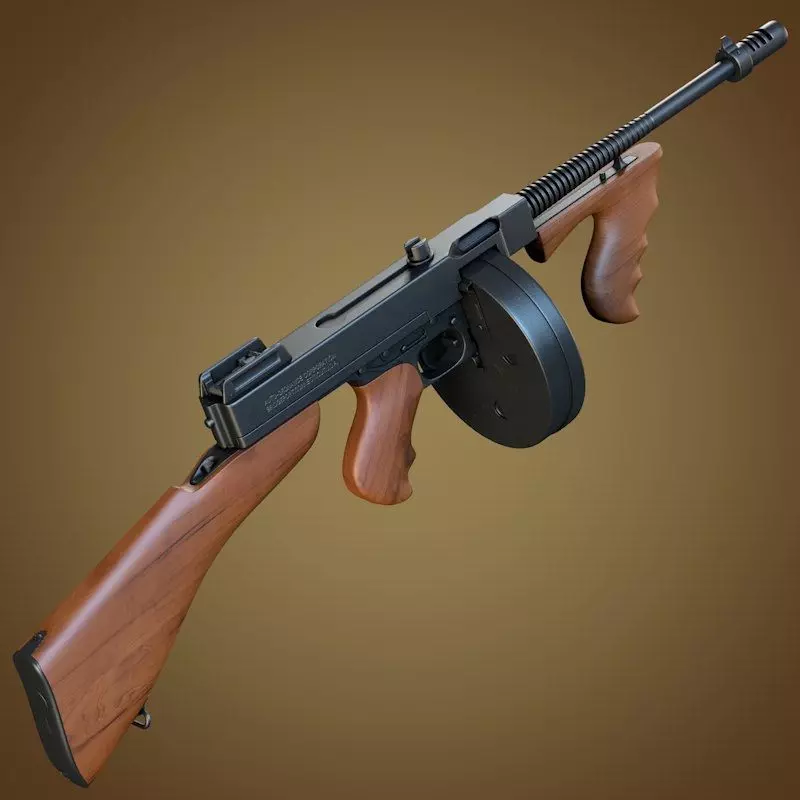 Thompson submachine gun 3D model_0