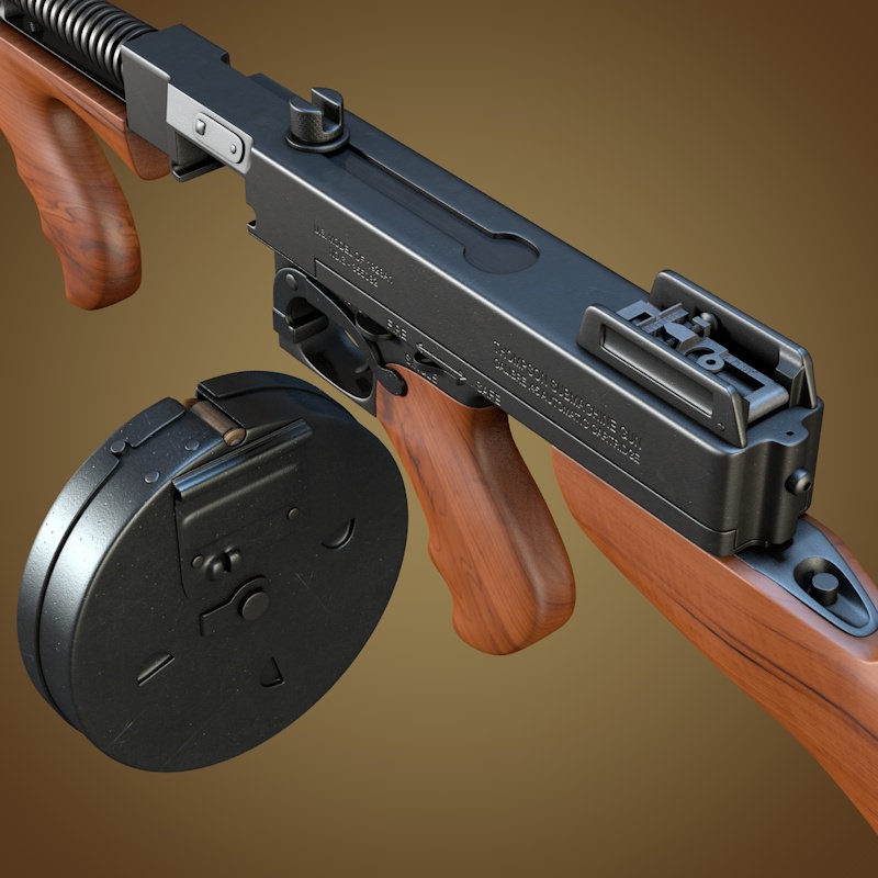 Thompson submachine gun 3D model_5