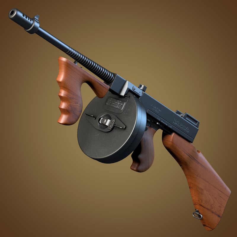 Thompson submachine gun 3D model_2