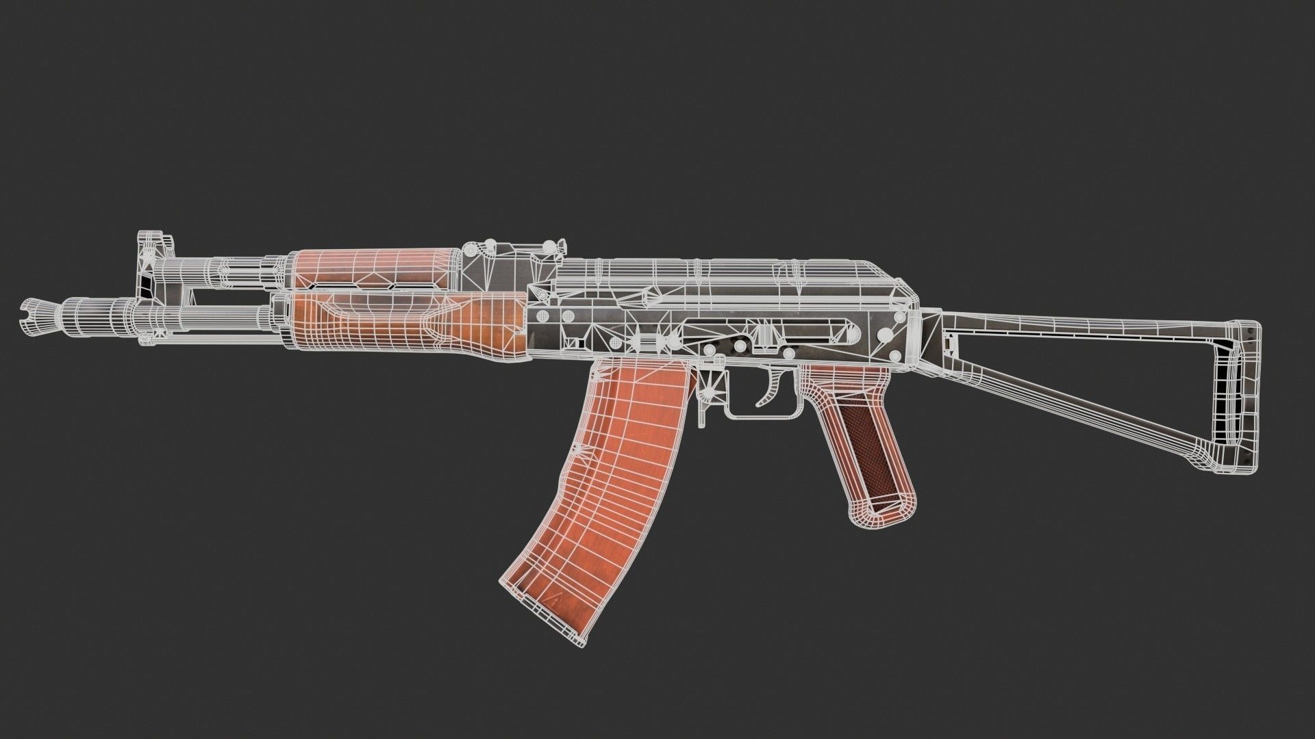 AK-47 Assault Rifle PBR Low-poly 3D model_12